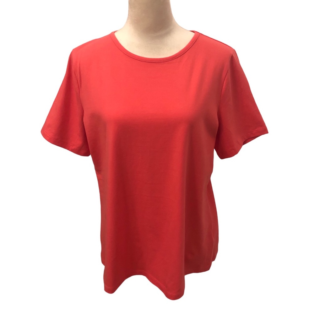 Denim & Company Jersey Knit Top Pink Round Neck Short Sleeves Medium NWOT